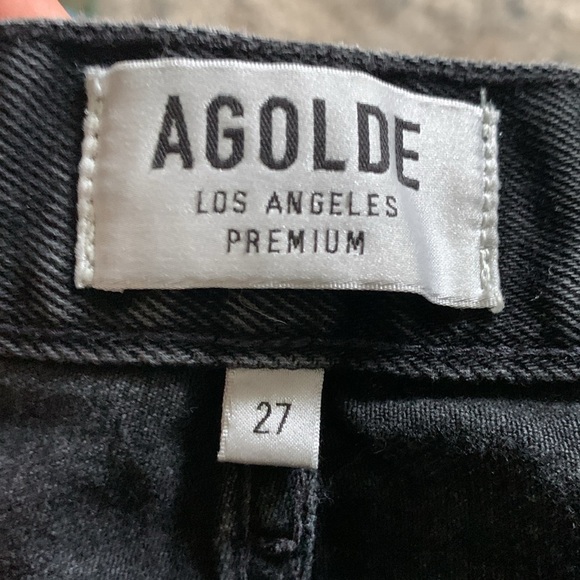 Agolde Jamie high rise jeans size 27 distressed Black Wash Classic Tapered Denim - Picture 6 of 16